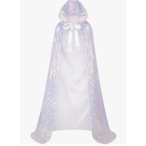Suhine Mardi Gras Costume Sequins Princess Hooded Cape Costume Shiny Fairy Mermaid Cloaks Cosplay Party God Woman, S