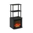 Furinno Turn-N-Tube 2-Tier Tall Side Table Display Rack with No Heat Decorative Electric Fireplace Insert, Americano/ Black