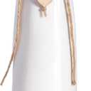 8 Inch Ceramic Vase with Jute Rope & Heart Charm, Elegant White Decorative Vase for Home Dcor & Table Centerpieces