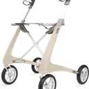 byACRE Carbon Ultralight Rollator Walker with Organizer Bag, Wide Track, Oyster White