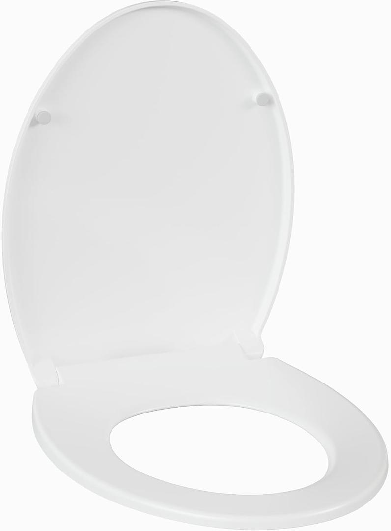 Garvee Toilet Seat Cover Round  PP Material, Secure Locking Design, Full Flat Lid for Standard Round Toilets, Sturdy & Comfortable Fit, White