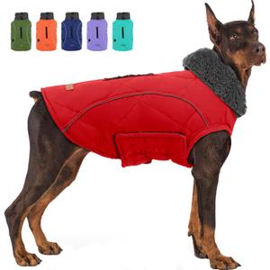 EMUST Dog Winter Jackets, Small/Medium/Large Dog Coat for Winter, French Bulldog Clothes for Dogs, Red, XL