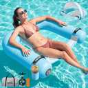 Pool Chair Float Adults Inflatable Pool Float Chair with Detachable Canopy, 47 inches x 39 inches