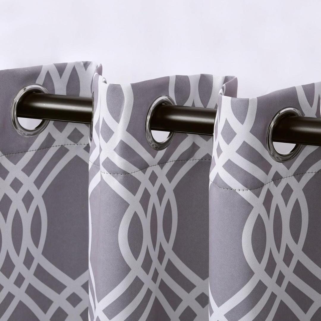 Superior Blackout Curtains, Room Darkening, Bedroom, Drapes, Kitchen, Living Room Window Accents, Sun Blocking, Thermal, 2 Pack, Ribbon Blackout Curtains, Set of 2, 42" x 108", Silver