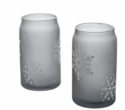 Tabletops Gallery Snowflake Soda Can Glass Set - Gray