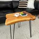 Natural Edge End Table, Live Edge Side Table with Hairpin Legs, Small Natural Wood Coffee Table ，Stump End Table for Living Room, Bedroom, Farmhouse Decor (20" L x 13" W x 20" T)