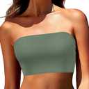 Bandeau Bikini Tops for Women - Strapless Swim Top Bathing Suit Tube Swimsuit Tops Army Green M