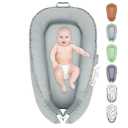 Baby Lounger, 100% Cotton Newborn Lounger for 0-24 Months, Co Sleeping Breathable & Soft Baby Nest, Infant Lounger Baby Floor Seat, Portable Lightweight Lounger Newborn Babies Essentials(Light Gray)