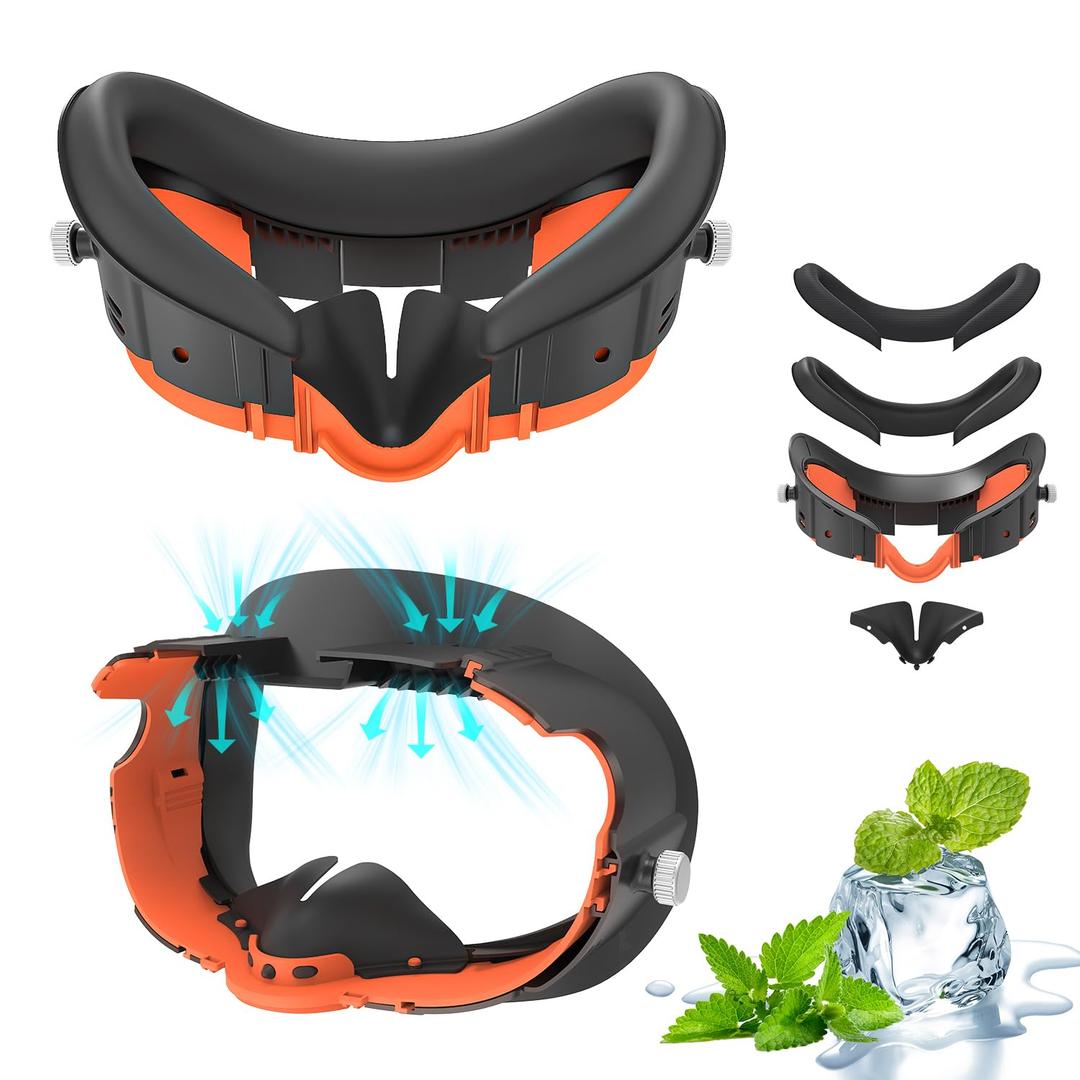 Face Cover Pad and Facial Interface Compatible with Meta Oculus Quest 3 Accessories, Replaceable Upgraded Sweat-Proof PU Leather Pad, Air-Circulation Design Face Cover Accessorie for Quest 3