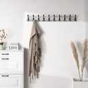 SKOLOO Coat Rack Wall Mounted - 38.3'' Long, Wooden, Heavy Duty, Rustic Coat Hooks for Wall, Wall Coat Rack with 10 Triple Hooks for Hanging Clothes, Jacket, Hat(Weathered White)
