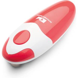 Kitchen Mama Auto Electric Can Opener: Open Your Cans with A Simple Press of Button - Automatic, Hands Free, Smooth Edge, Battery Operated, YES YOU CAN (Red)