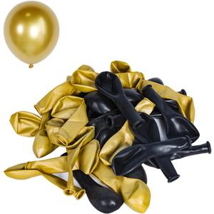 30pcs 5 Inches Latex Balloons, Kids' Party Balloons Decorations for Birthday Wedding Anniversaries Gender Reveal Christmas (Gold + Black)