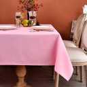 MEANMOY Pink 210 GSM Water & Stain Resistant Rectangle Tablecloth for 4 Foot Table - Solid 60 x 84 Inch Rectangular Table Cloth in Wrinkle Free Washable Polyester Fabric for Wedding, Party, Banquet