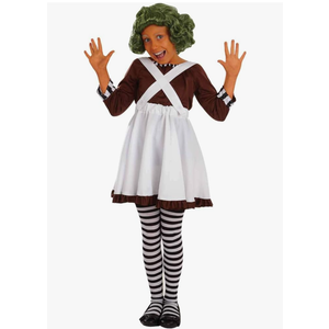 fun shack Girls Oompa Loompa Costume Kids Chocolate Factory Worker Dress Outfit XL