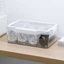 Yesesion Large Cord Organizer Box with Lid and Handle, Plastic Phone Charger Cable Holder with 12 Compartments for Desk Drawer, Clear Art Crafts Container with Removable Inner Cups