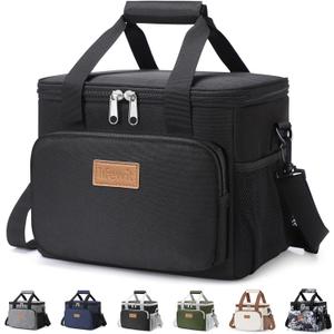 Lifewit Medium Lunch Bag Insulated Lunch Box Soft Cooler Cooling Tote for Adult Men Women, Black 12-Can (9L)