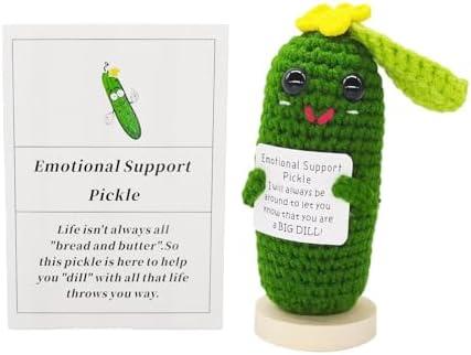 qyqkfly Mini Cute Funny Positive Life Potato Tomato Eggplant Onion Cute Animals Creative Knitted Holding Card Crochet Birthday Christmas Girls Gifts Party Decor, Set of 2