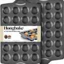 HONGBAKE mini muffin pan nonstick 24, Cupcake Tin for Baking, Commercial Small Cup Cake Tray for Cheesecake, 1.8dia, Heavy-duty, Gray