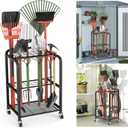 Trieez Garden Tool Organizer for Garage, Yard Tool Organizer Garage w/Wheels for Garage Organization and Storage - Sturdy Yard Tool Holder, Garage Tool Rack, for Garage, Shed, Outdoor, Tool Stand