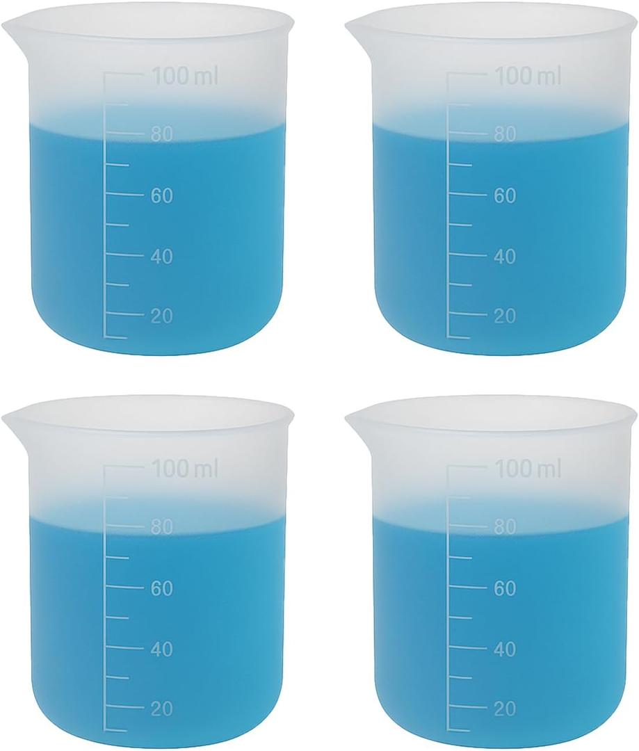 Laundry Detergent Cup,Silicone Laundry Detergent Measuring Cup,100ml Soft Material with Precision ScaleReusable,No-Clean Design for Washing Machine & DIY Resin, Soap, Plaster Crafts(4 PACK)