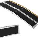 8 FT Portable Wheelchair Ramp, Wheel Chair Ramps for Homes with Transition Plate, Aluminum Wheelchair Ramp with Non-Skid Surface and Reflective Strips, Weight Capacity Up to 600 Lbs