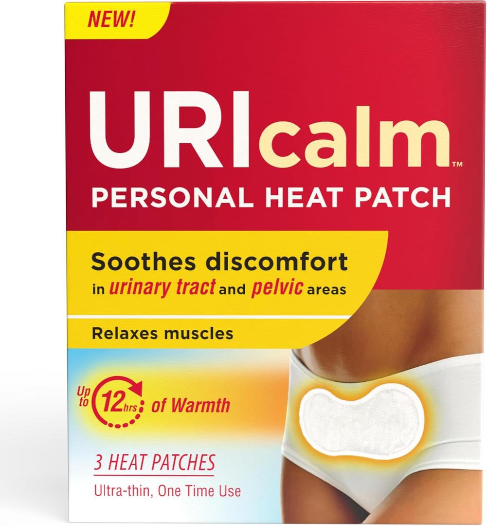 Uricalm Personal Heat Patch, Soothes Discomfort in Urinary Tract and Pelvic Areas, Up to 12 Hours of Warmth, Ultra-Thin One-Time Use, 3 Count, Best By: 2028-11-11
