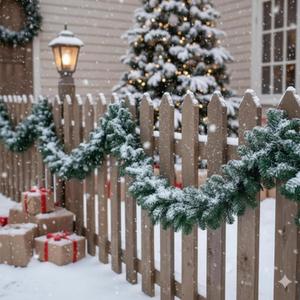 4 Pcs 9 ft Canadian Pine Christmas Garland Thick Artificial Pine Winter Garland Deluxe Faux Holiday Season Outdoor for Christmas Home Seasonal Indoor Decorations(Greenery)