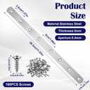 20 Pcs Flat Mending Plate, 11.5" Stainless Steel Mending Plates for Wood Support, 8 Hole Straight Brackets Flat Straight Braces Metal Plate with 160 Screws