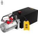 Mophorn Hydraulic Pump, 10 Quart Hydraulic Power Unit, Single Acting Hydraulic Pump, 12V DC Hydraulic Pump (Steel Reservoir, Single Acting, 3200 PSI) w/SAE#6 Connector for Dump Trailer Car Lifting