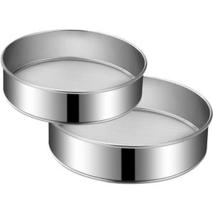 2 Pack Flour Sifter,Stainless Steel Fine Mesh Strainers Flour Sieve,8 Inch 60 Mesh and 10 Inch 40 Mesh for Baking Cake Bread (8"/60 mesh and 10"/40 mesh)