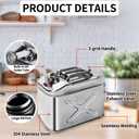5 Gallon (20QT) 304 Stainless Steel Oil Storage Can with Spout, Food-Grade Cooking Oil Dispenser, Easy Pour Design for Restaurant, Food Truck, Camping Garden