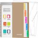 5 Subject Notebook - Spiral Notebook, College Ruled Notebook With Dividers Pocket, Tabs, 11" Ruler, 300 Pages, for Writing Journal, Home & Office, School Supplies, 8.5x11'' CoCo Brown150 Sheets