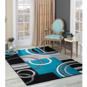 GLORY RUGS Area Rug Modern Soft Hand Carved Contemporary Floor Carpet with Premium Fluffy Texture for Indoor Living Dining Room and Bedroom Area (Turquoise, 5x7)