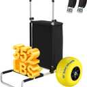Never Flat Heavy Duty Beach Wagon – 13" Solid TPU Wheels, 352 lbs Capacity,Foldable Aluminum Wagon Dolly Buggy,Quick Fold,Adjustable Handle,All-Terrain Cart for Sand,Camping, Fishing & Outdoor,Yellow