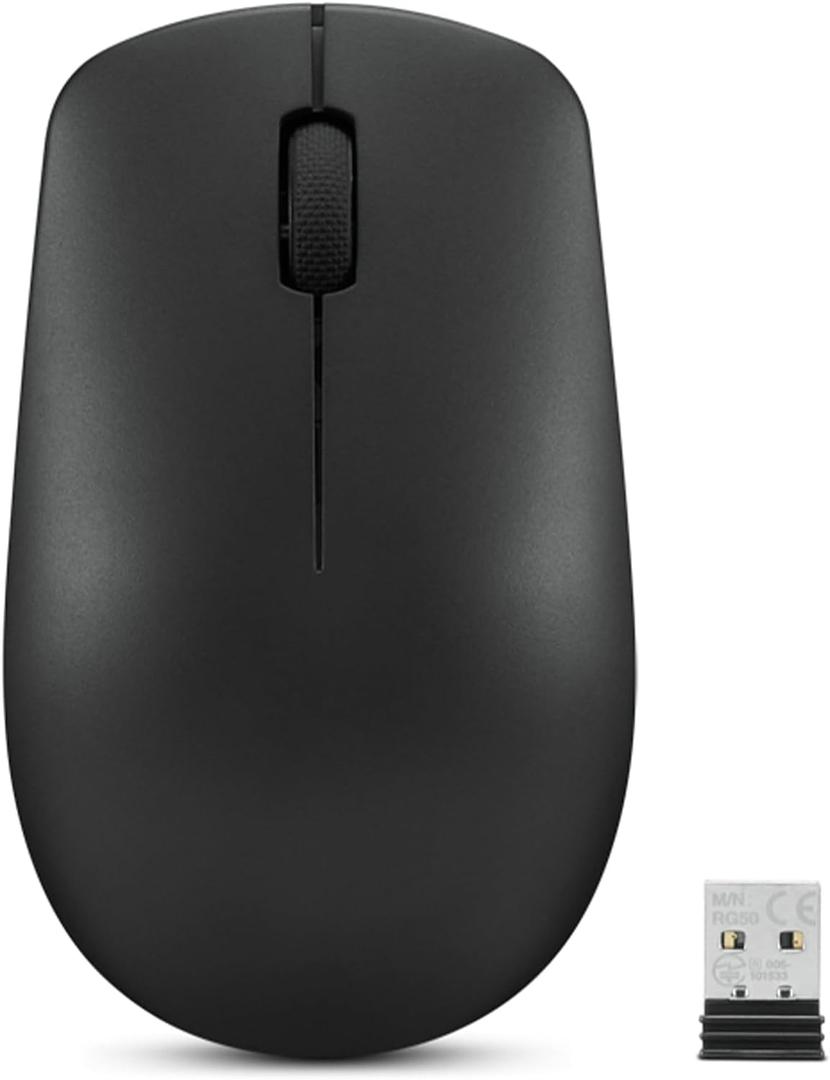 Lenovo 530 Wireless Mouse  Full Size Computer Mouse for PC, Laptop, Windows Computer - 2.4 GHz Nano USB Receiver - Ambidextrous Design - 12 Months Battery Life  Cordless (Raven Black)