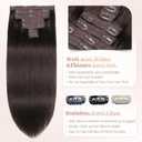 Sisily Clip in Hair Extensions Real Human Hair, Premium Human Hair Clip in Extensions Dark Brown, Soft Straight Hair Extensions Real Human Hair Clip ins 7PCS Double Weft20 Inch #2
