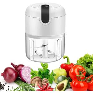 Electric Mini Garlic Chopper,Food Processor,Portable Cordless Garlic Mincer Masher,Meat Grinder with USB Charging For Vegetable,Chili,Fruits,Ginger,Baby Food,Seasoning 250ml(White)