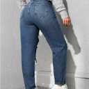 Floerns Women's High Waisted Distressed Jeans Straight Leg Casual Ripped Denim Pants (Blue, XXL)