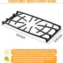 Atgestore 3165518 Middle Grate Replacement for Frigidaire Stove Parts 316551802 Cast Iron Grate FGF348KSK LGGF3044LWC Frigidaire Gas Range Parts Stove Top Grate Surface Cooktop Burner Center Grate