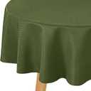 Hiasan Round Textured Tablecloth 60 Inch - Waterproof Spillproof Antiwrinkle Jacquard Table Cloth, Decorative Polyester Table Cover for Kitchen, Outdoor Picnic, Holiday and Parties, Olive Green