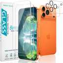 2 Pack Screen Protector for iPhone 17 Pro 6.3 Inch with 2 Pack Camera Lens Protector, 9H Tempered Glass, Anti Scratch, Bubble Free (Clear)