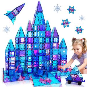 Magnetic Tiles Kids Toys for 3 4 5 6 7 8+ Year Old Boys Girls Toys Castle Princess Magnetic Building Blocks Educational Toddler Gifts Toy Age 2-4 5 6-8 Year Old Girl Boy Birthday 47pcs