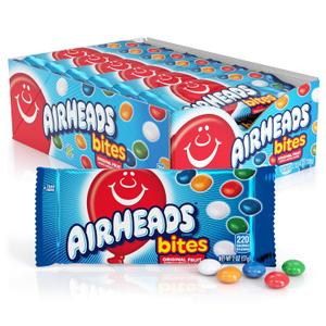 Airheads Candy Bites, Chewy Candy Bags, Assorted Fruit Flavors Naturally and Artificially Flavored, 2 Ounces (18-Pack) (EXP 08/01/27)