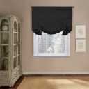 H.Versailtex Blackout Curtain for Bathroom Windows Black Tie-Up Shade Curtain Window Valance Balloon Blind (Rod Pocket Panel, 42 inches W x 63 inches LSet of 1)