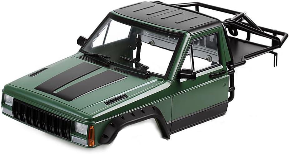 1/10 RC Hard Shell Cab & Back-Half Cage Body Shell Kit for 1/10 RC Crawler TRX4 SCX10 90046 AT4 GEN 8 Scout II,313mm Wheelbase Cherokee Upgrade and Modify (Army Green)