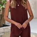 PRETTYGARDEN 2 Piece Sets for Women 2026 Summer Matching Lounge Shorts Set Resort Airport Travel Loungewear Outfits Clothing (Red)