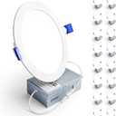 Ensenior 16 Pack 6 Inch LED Recessed Ceiling Light, Dimmable, 2700K Soft White, 1050LM 12W 120V, High Brightness Canless Wafer Downlight - ETL&FCC&IC