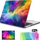 Mektron for 2025 M4 MacBook Air 13.6 Inch A3240 Case Fits 2023 A2681 M2 2024 A3113 M3 Chip with Liquid Retina Display Touch ID, Printed Plastic Hard Shell Cover for MacBook Air 13.6", Rainbow Cosmic