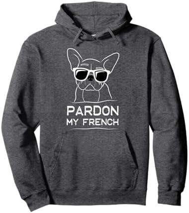 Pardon My French Frenchie Bulldog Pullover Hoodie, L