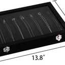 Frebeauty 15 Hooks Necklace Tray Velvet Neckalce Organizer with Clear Lid Lockable Necklace Holder Box Jewelry Organizer for Pendants Chains Necklace Jeweley Tray for Women Girls(Black)